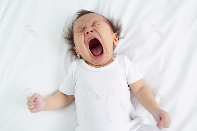 躺在床上大哭的宝宝儿童新生婴儿,高清,摄影图,摄影图片,图片大全,摄影图免费下载